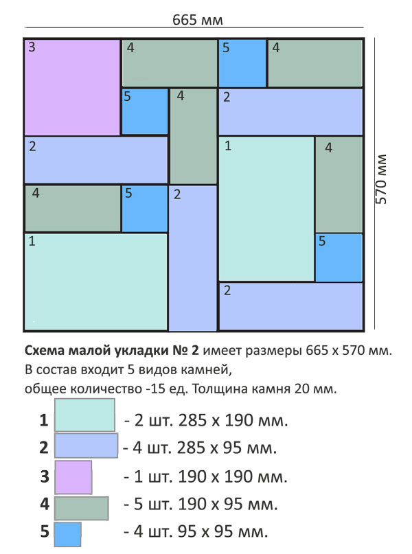 Схема № 1 малой раскладки камня Старый замок 