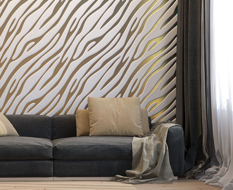 Панель 3D гипсовая ЗОЛОТАЯ ЗЕБРА