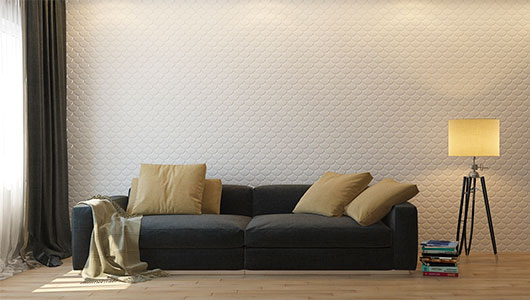 3D гипсовая панель Чешуя в интерьере