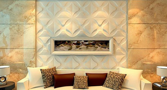 3D гипсовая панель Четырехлистник в интерьере