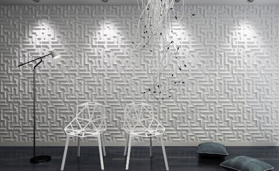 3D гипсовая панель Мейз в интерьере