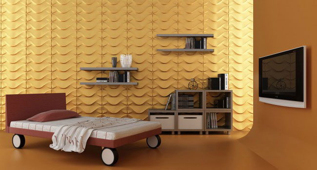 3D гипсовая панель Рипл в интерьере