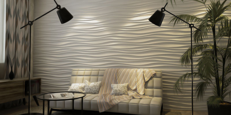 3D гипсовая панель Волна двойная в интерьере