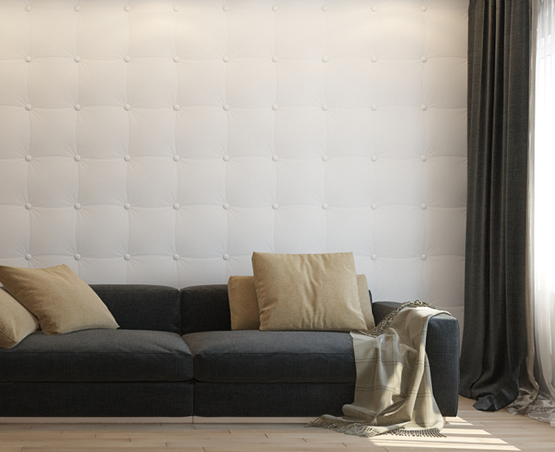 Панель 3D гипсовая КОЖА ПРЯМОЙ КВАДРАТ