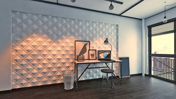 Гипсовая панель Вписанные ромбы в интерьере