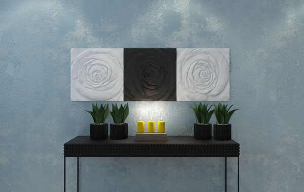 3d гипсовая панель Роза в интерьере