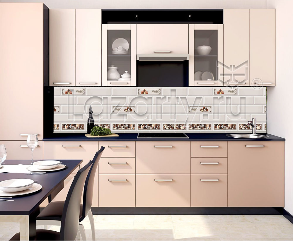 Пластиковый фартук Керамика Choco в интерьере, фото