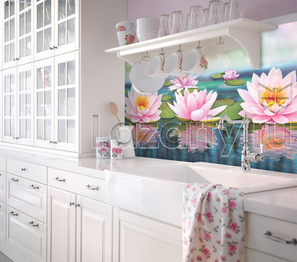 Пластиковый фартук Купава в интерьере, фото