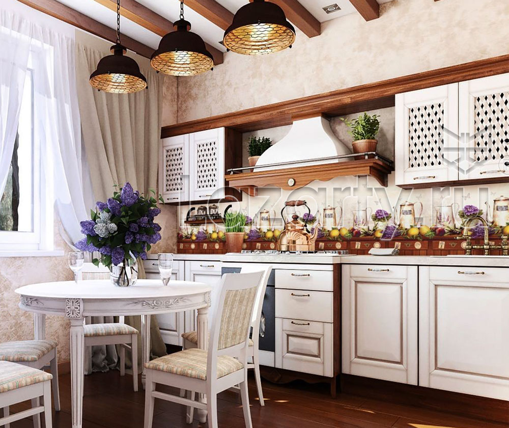 Пластиковый фартук Альпийская лаванда в интерьере, фото