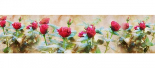 Фартук МДФ Алые розы с тиснением под дерево
