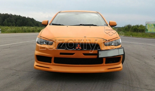 Бампер передний для Mitsubishi Lancer X GT Тюнинг Митсубиси Х, покраска установка, фото.