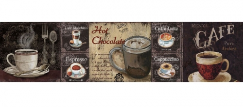 Фартук МДФ Кофе ассорти с тиснением под дерево