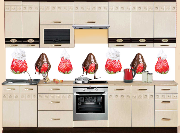 Фартук МДФ FM 11 с клубникой в интерьере