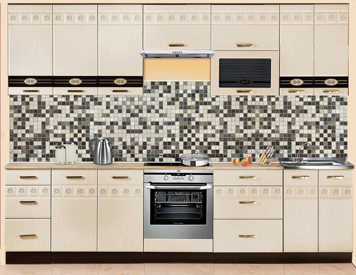 Фартук МДФ Мозаика светлая в интерьере