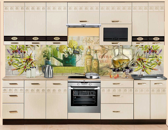 Фартук МДФ Олио в интерьере