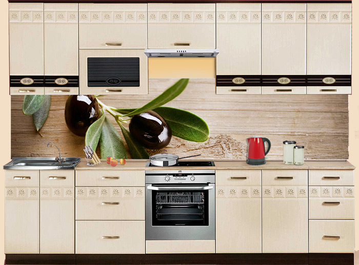 Фартук МДФ Веточка оливы msk в интерьере