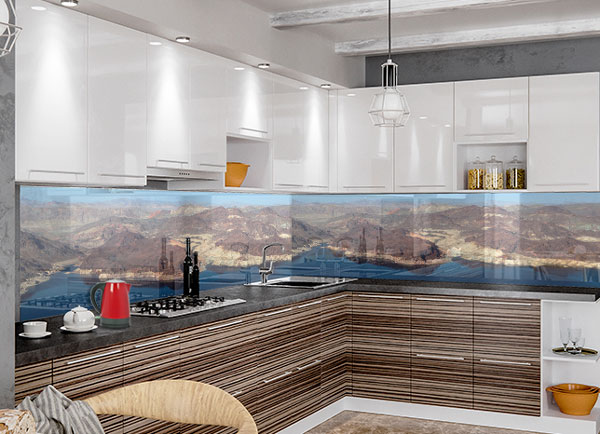 Фартук МДФ SP 004 с пейзажем в интерьере