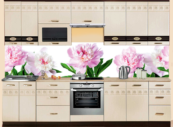 Фартук МДФ SP 142 с розовыми цветами