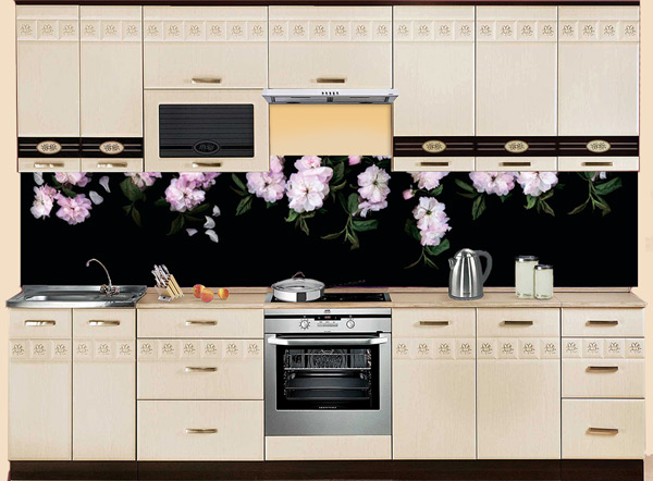 Фартук МДФ SP 187 с цветами в интерьере