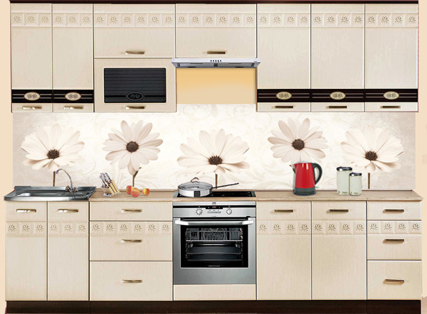 Фартук МДФ SP 197 с цветами в интерьере