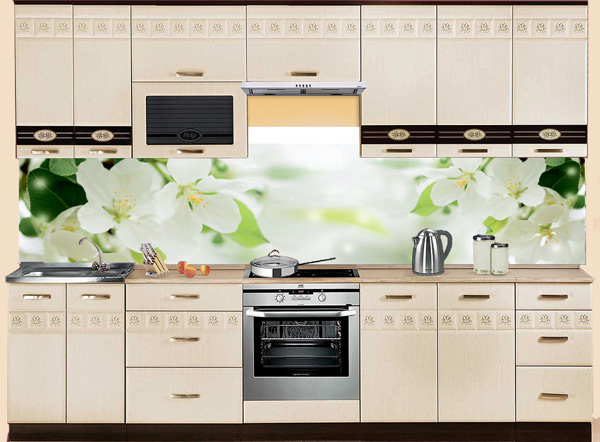 Фартук МДФ SP 199 с цветами яблони в интерьере