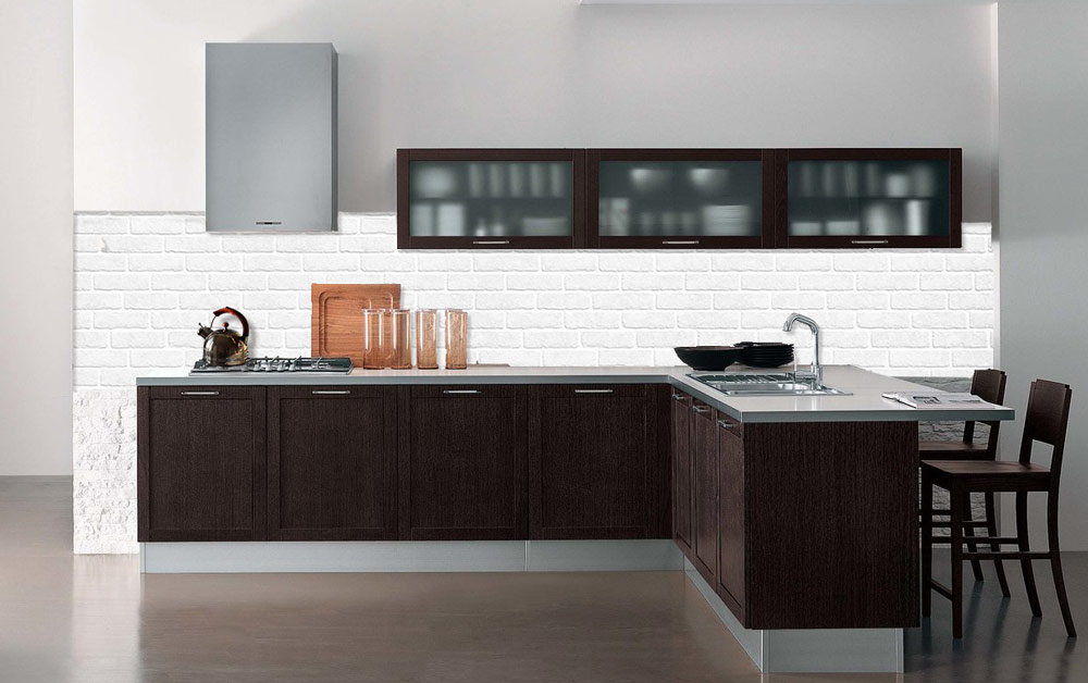 Фартук для кухни Кирпич белый 2 в интерьере