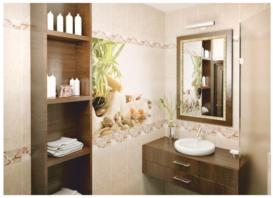 Панели ПВХ Цвет шиповника в интерьере ванной