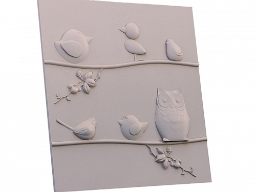 Панель 3D гипсовая Пташки