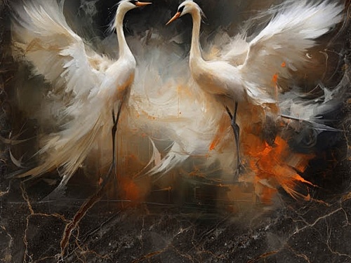 Панель ПВХ Панда Журавли (панно)