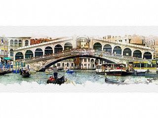 Фартук МДФ Мост с тиснением под дерево